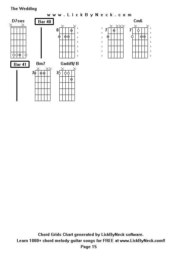 Chord Grids Chart of chord melody fingerstyle guitar song-The Wedding,generated by LickByNeck software.